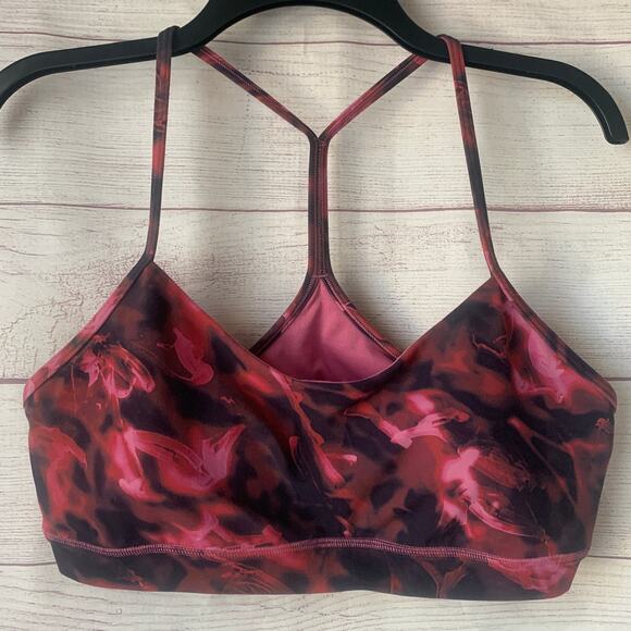 Lululemon Flow Y Bra Intensity Pink Blossom Multi with Pads Nulu Size 12 - Picture 1 of 15